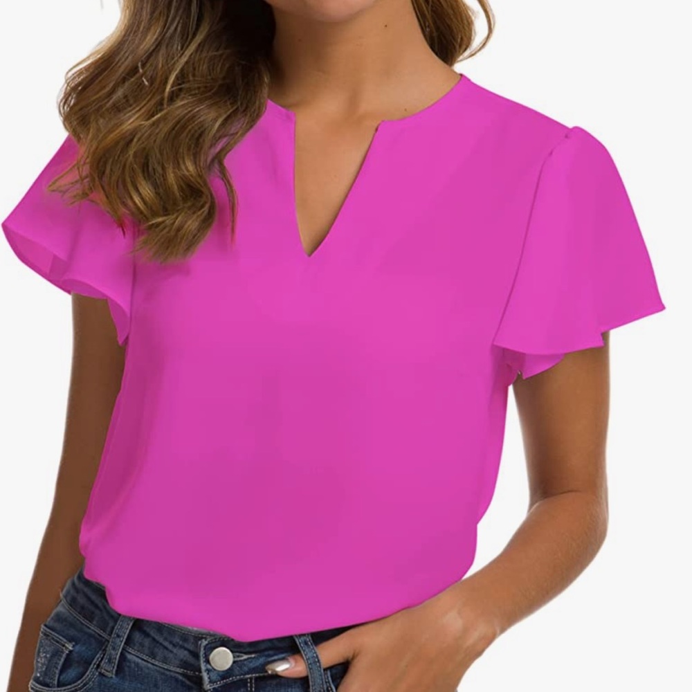 Aconiya Woman’s Flutter Sleeve Blouse. XL. NWOT.